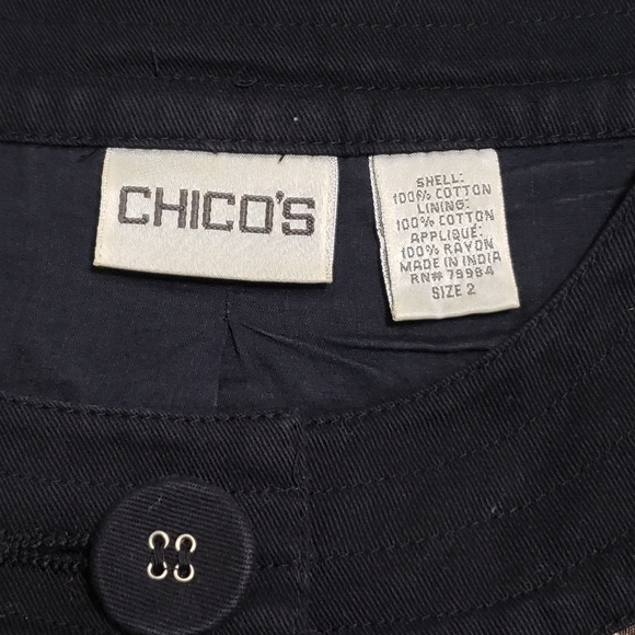 Chico's Cotton Applique Animal Print Button Front Jacket Large Mobwife - Picture 9 of 10